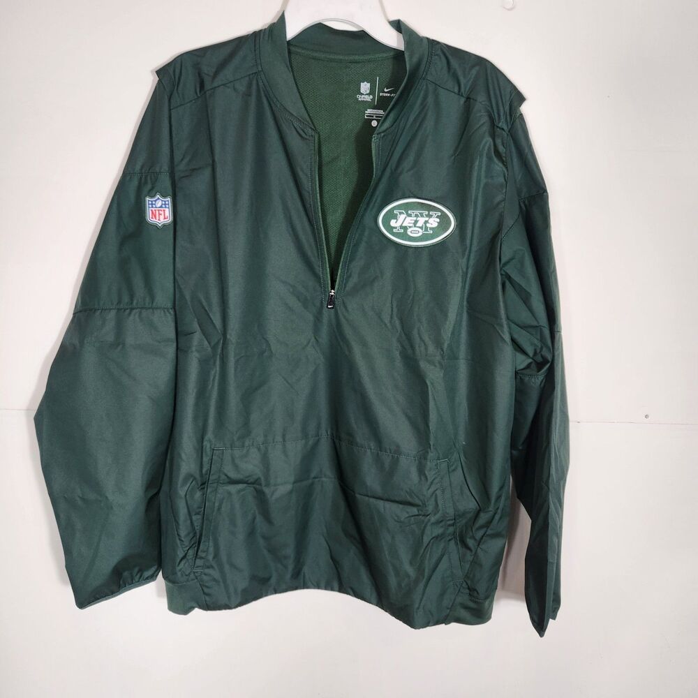 New York Jets Nike Jacket Mens Large Windbreaker Pullover On-Field 1/4 Zip NFL